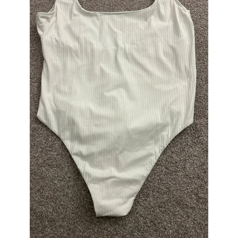 Swimsuits For All Camille Collection Swimsuit Womens L White Excellent Ribbed